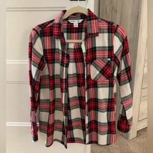 Old Navy The Classic Shirt Plaid Flannel Button-Down
